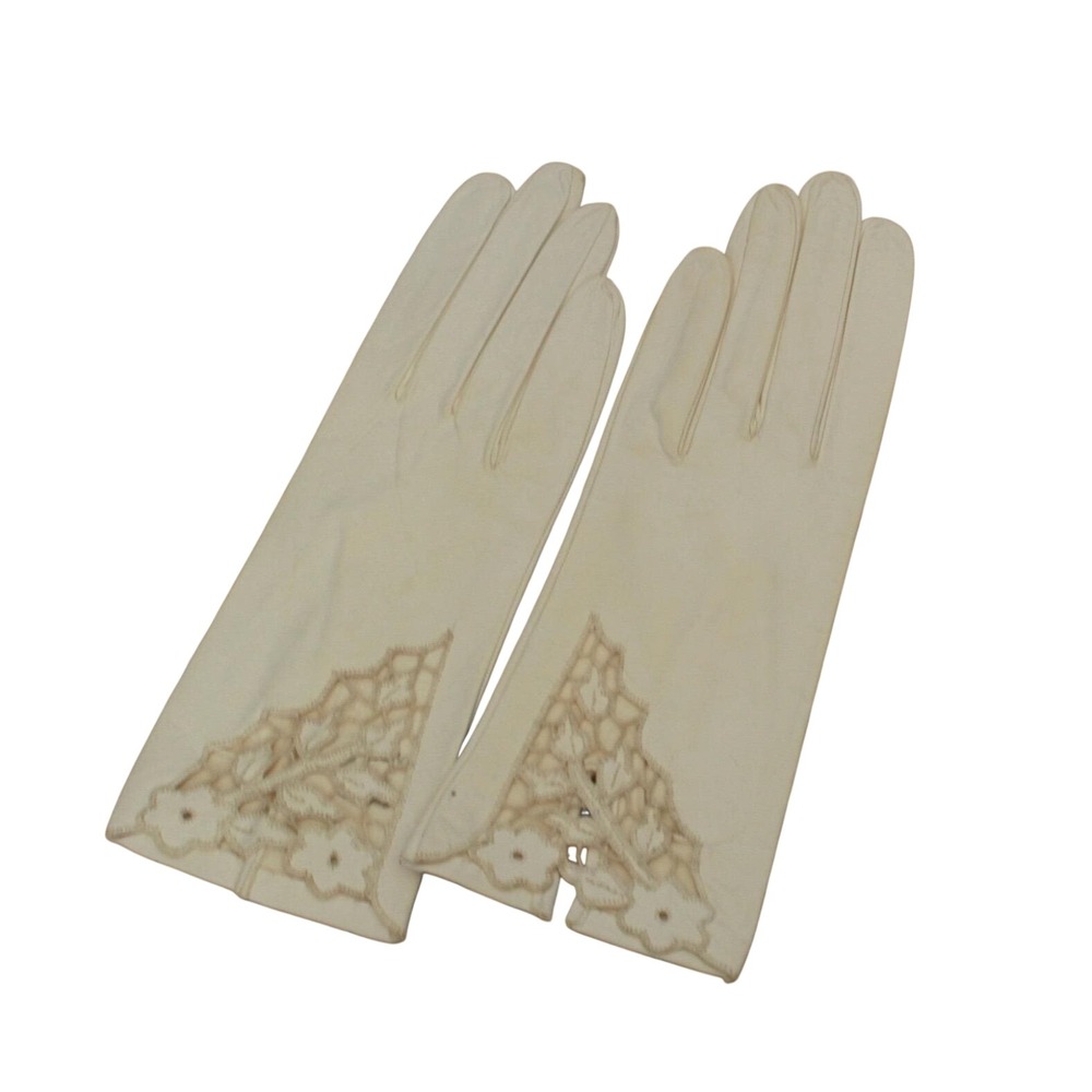 Vintage Aris Van Raalte Kidskin Leather Gloves Lot 5 Pairs Ivory Cream Lace 7.5 - Picture 16 of 16